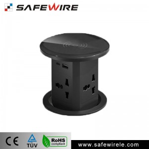 SafewireFz-VL-004: 4-Side Cylindrical Pneumatic Socket Wireless Charger, USB Charger and Outlets