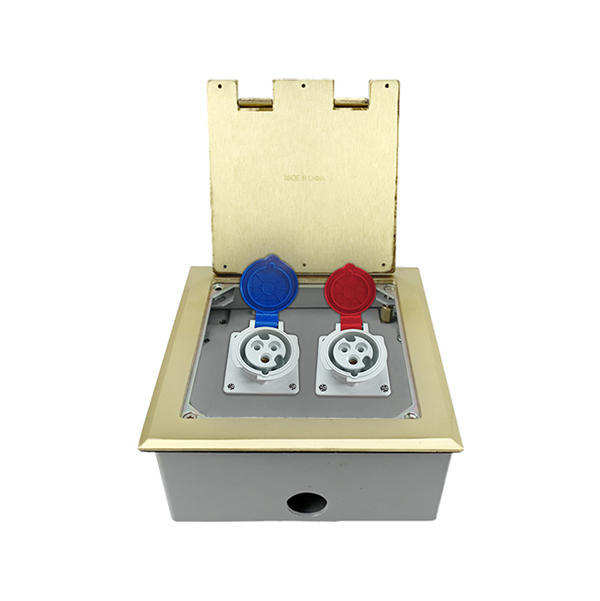 Htd-146-I IP68 Waterproof Square Brass Socket with 2*Industrial Socket Featured Image