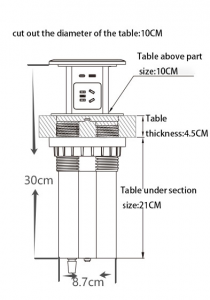 SafewireFz-VL-004: 4-Side Cylindrical Pneumatic Socket Wireless Charger, USB Charger and Outlets
