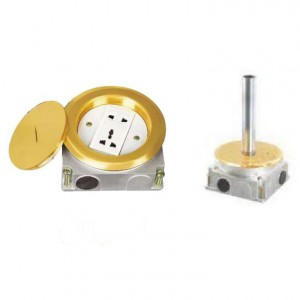 Htd-120e Brass Alloy/Stainless Steel Open Coverplate Floor Socket with 2 Ways 45*45mm Modules