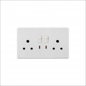 Double 15A switched socket  with neon 15A