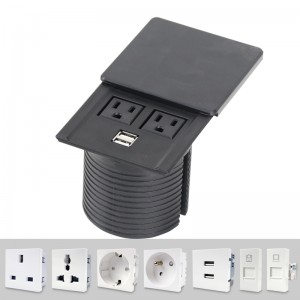 Slide Coverplate with Two Power Outlet+Dual Port USB Charger Socket
