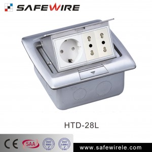 Safewire #HTD-28/28L Aluminu alloy silver color CE/CB/SAA/GCC certificated floorboxes 2 power socket/data