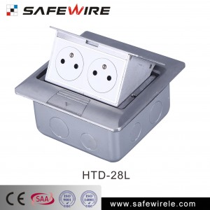 Safewire #HTD-28/28L Aluminu alloy silver color CE/CB/SAA/GCC certificated floorboxes 2 power socket/data