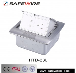 Safewire #HTD-28/28L Aluminu alloy silver color CE/CB/SAA/GCC certificated floorboxes 2 power socket/data