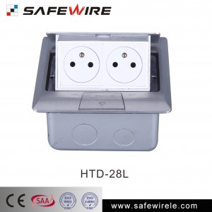 Safewire #HTD-28/28L Aluminu alloy silver color CE/CB/SAA/GCC certificated floorboxes 2 power socket/data