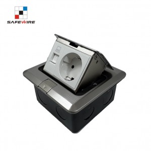 Safewire# HTD-J2602 SS Stainless steal Pop up floorbox with 4 power socket or 2*USB and RJ45