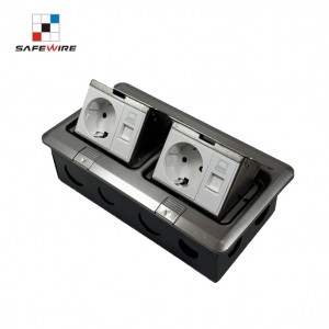 Safewire# HTD-J2602 SS Stainless steal Pop up floorbox with 4 power socket or 2*USB and RJ45