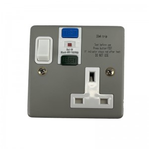 RCD 13A Metal Switch Single RCD Metal Socket, Switched