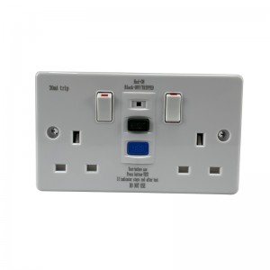 Wall Socket with Switch Twin RCD Plastic Socket, Switched