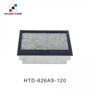HTD-626-120 4 gangs GFCI outlet and Network raised floorbox and concrete floor