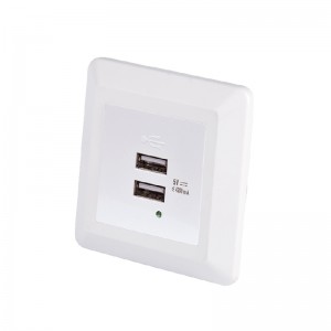 White Colour Socket Outlet Box / Square French Socket & 2.1A USB