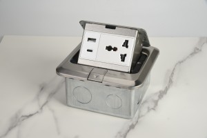 Safewire #HTD-J02 Stainless floor box silver color pop up box with power socket and data