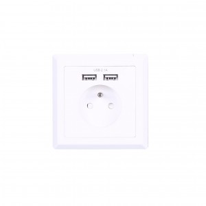 White Colour Socket Outlet Box / Square French Socket & 2.1A USB