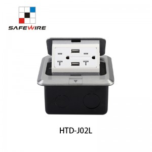 Safewire HTD-J02L Floor Receptacle Junction Box Brass Outlet Cover EV charging station